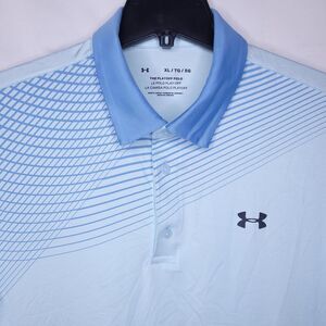 Under Armour Playoff Polo Shirt Mens XL Light Blue Lines